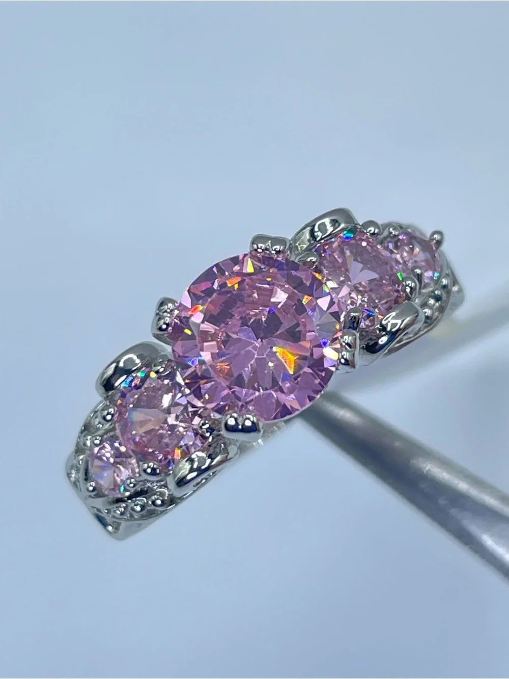 Swarovski Crystal Elements Pink Crystal Multi Stone Statement Ring